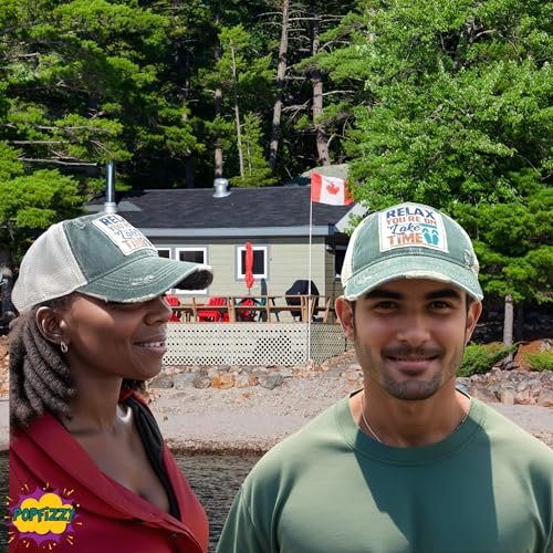 Popfizzy Relax You're on Lake Time Hat, Vintage Trucker Hat, Mesh Back Baseball Cap, Fun Lake Life Gifts for Women and Men