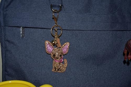 Popfizzy Bling Chihuahua Keychain for Women, Purse Bag Charm