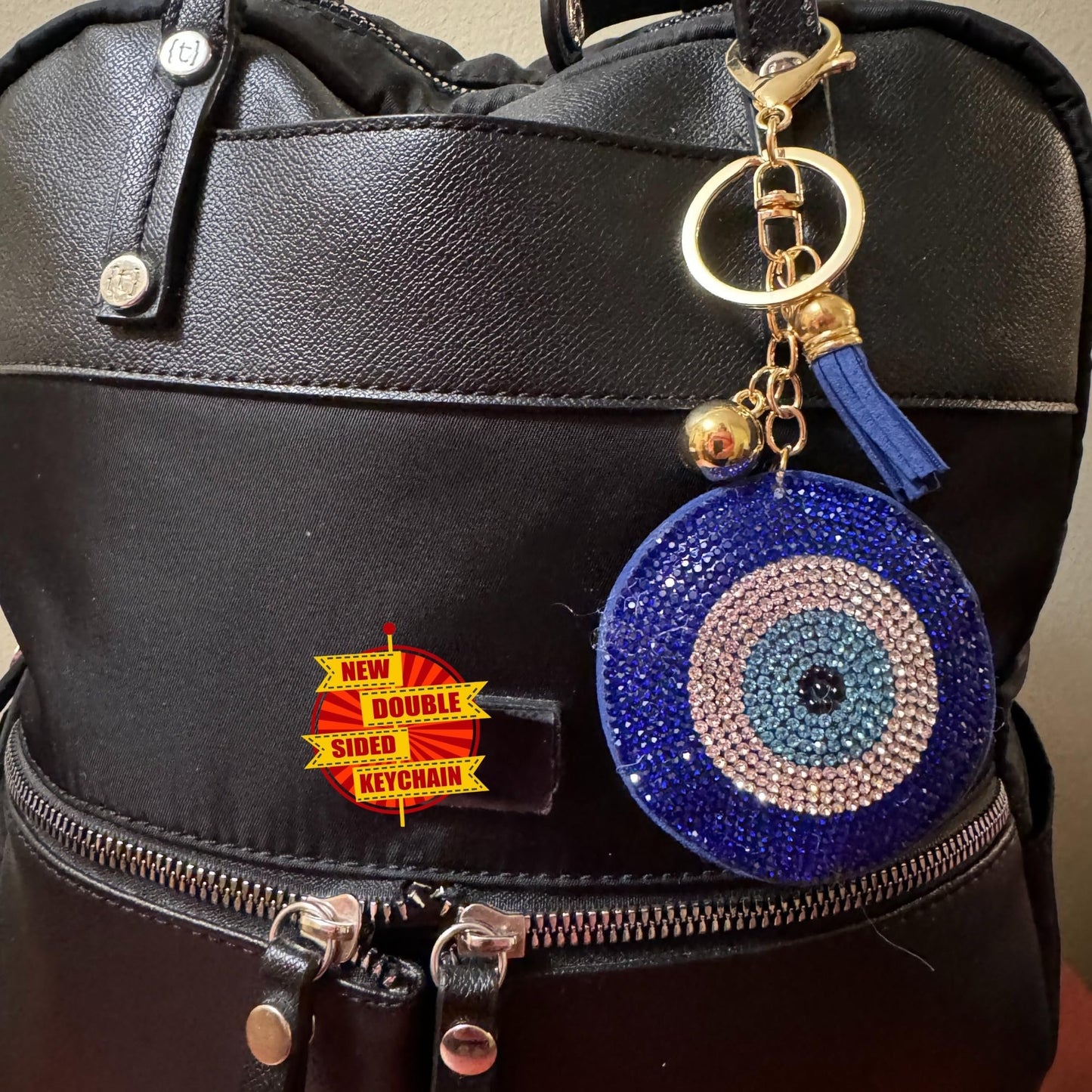 Popfizzy Bling Evil Eye Keychain for Women and Girls, Purse Charm, Rhinestone Bag Charm, Evil Eye Gifts, Double Sided