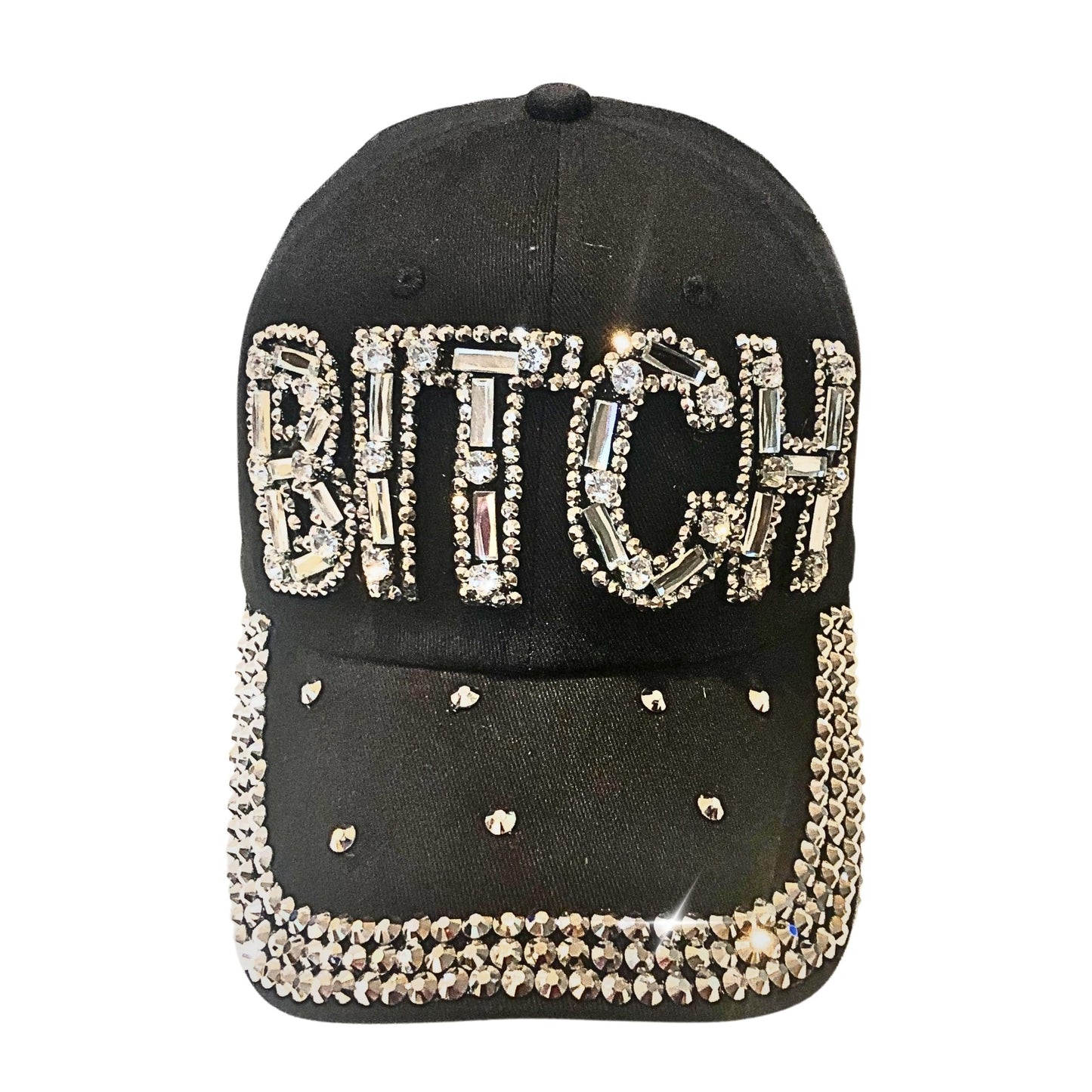 Popfizzy Bitch Hat for Women, Rhinestone Funny Hats for Adult Humor, Bling Baseball Cap for Bad Bitches, Best Sarcastic Hat