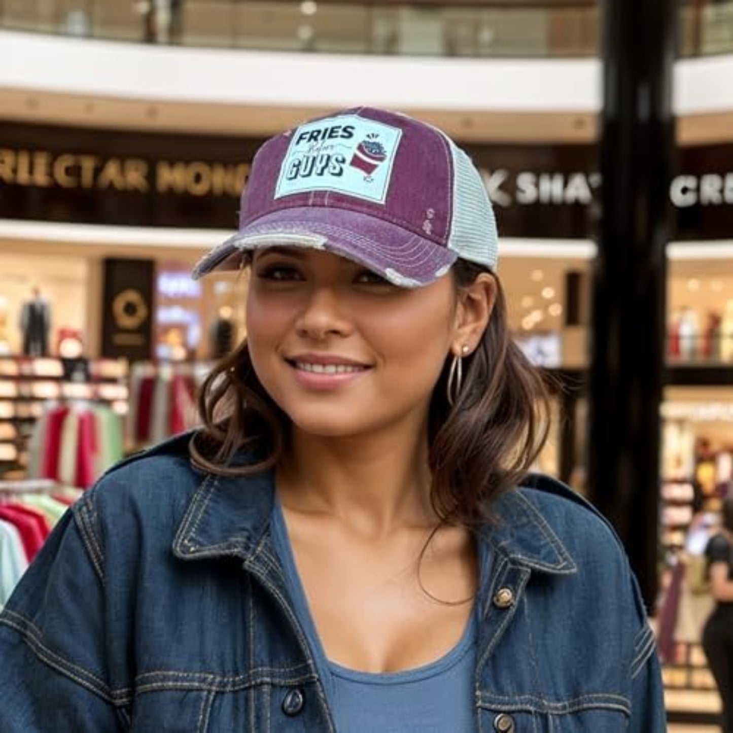 Popfizzy Funny Trucker Hat, Girl Power, Relationship Gifts, Girl Code Gift, Girl Boss Gifts, Breakup Gift (Fries Before Guys)