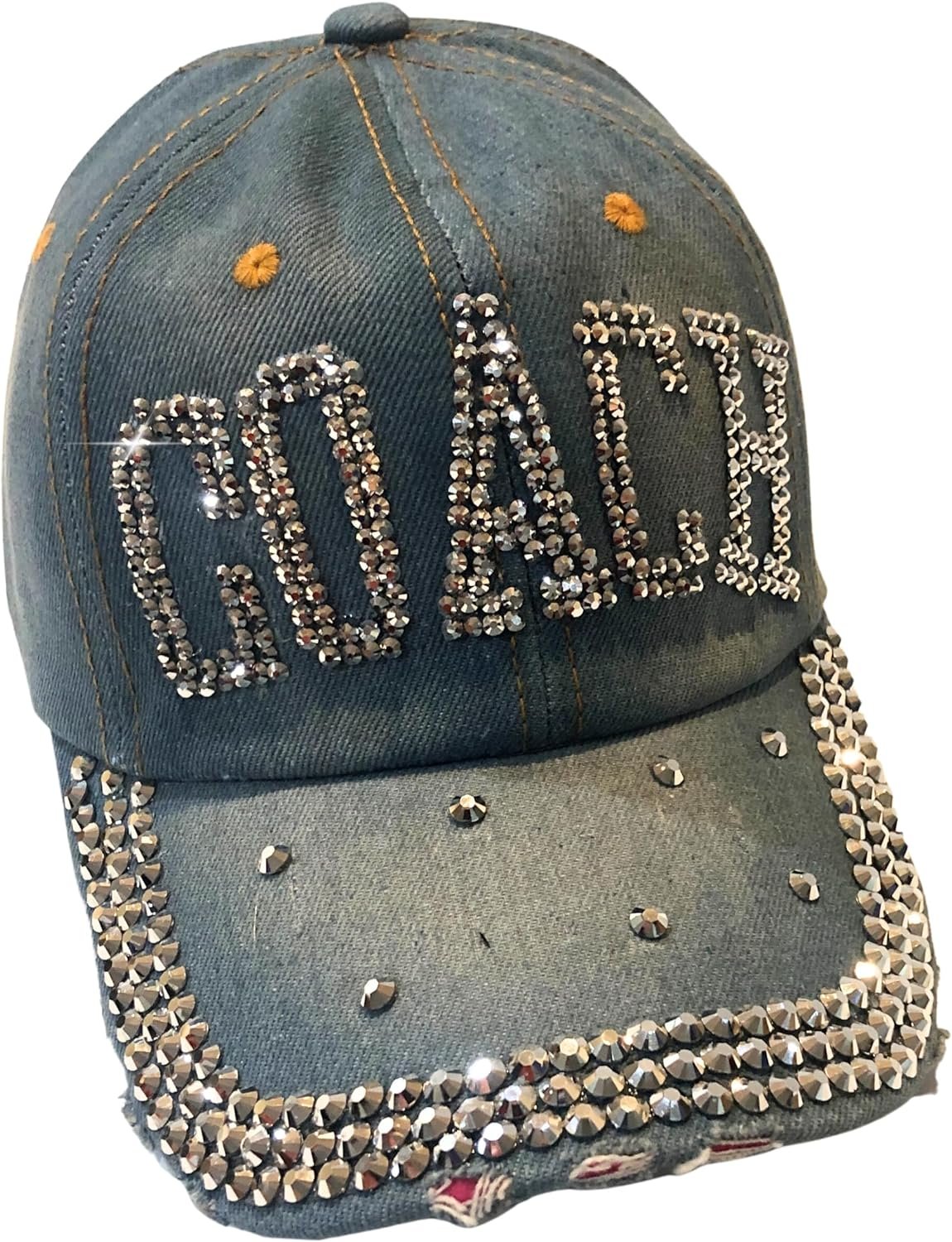 Popfizzy Bling Coach Hat with Rhinestones for Women, Best Cheer Coach Hat, Soccer Coach, Baseball Coach, Sports Coach Gifts