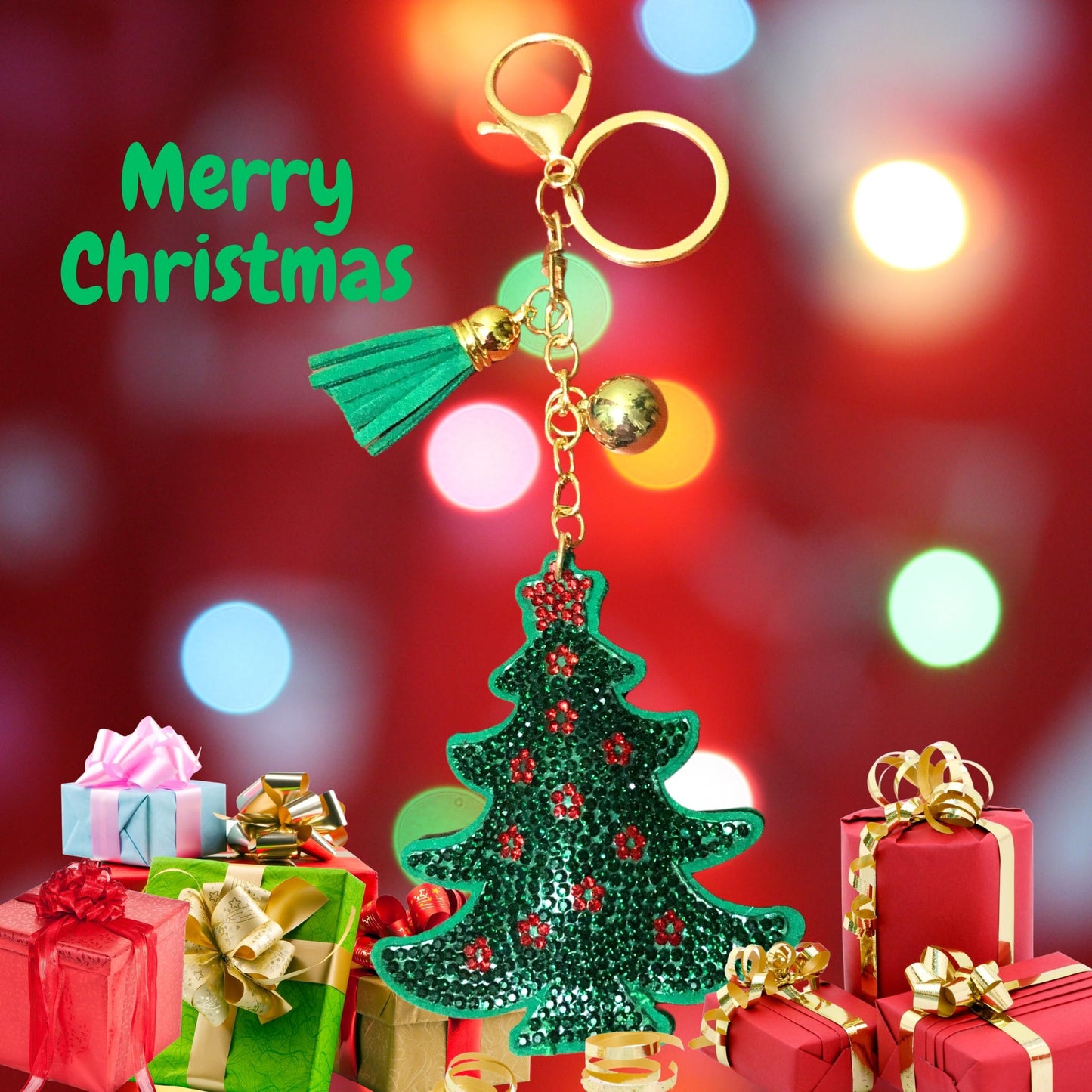 Popfizzy Bling Christmas Tree Keychain, Christmas Gifts for Women and Girls, Stocking Stuffers, Christmas Party Favors