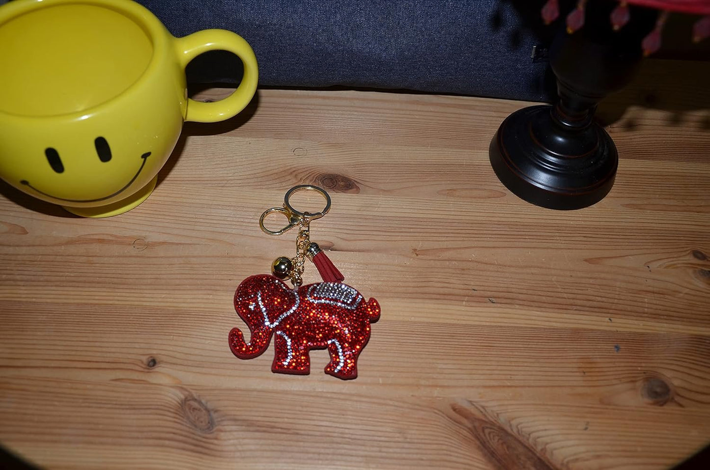 Popfizzy Red Elephant Keychains for Women and Girls, Bling Backpack Key Chain for Animal Lovers, Rhinestone Purse Charms