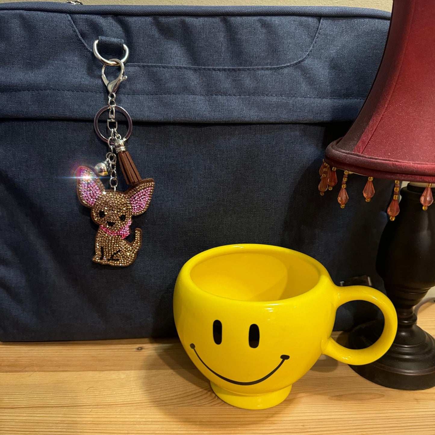 Popfizzy Chihuahua Keychain Accessories, Animal Backpack Key Chain, Rhinestone Purse Charms, Chihuahua Gifts for Dog Lovers
