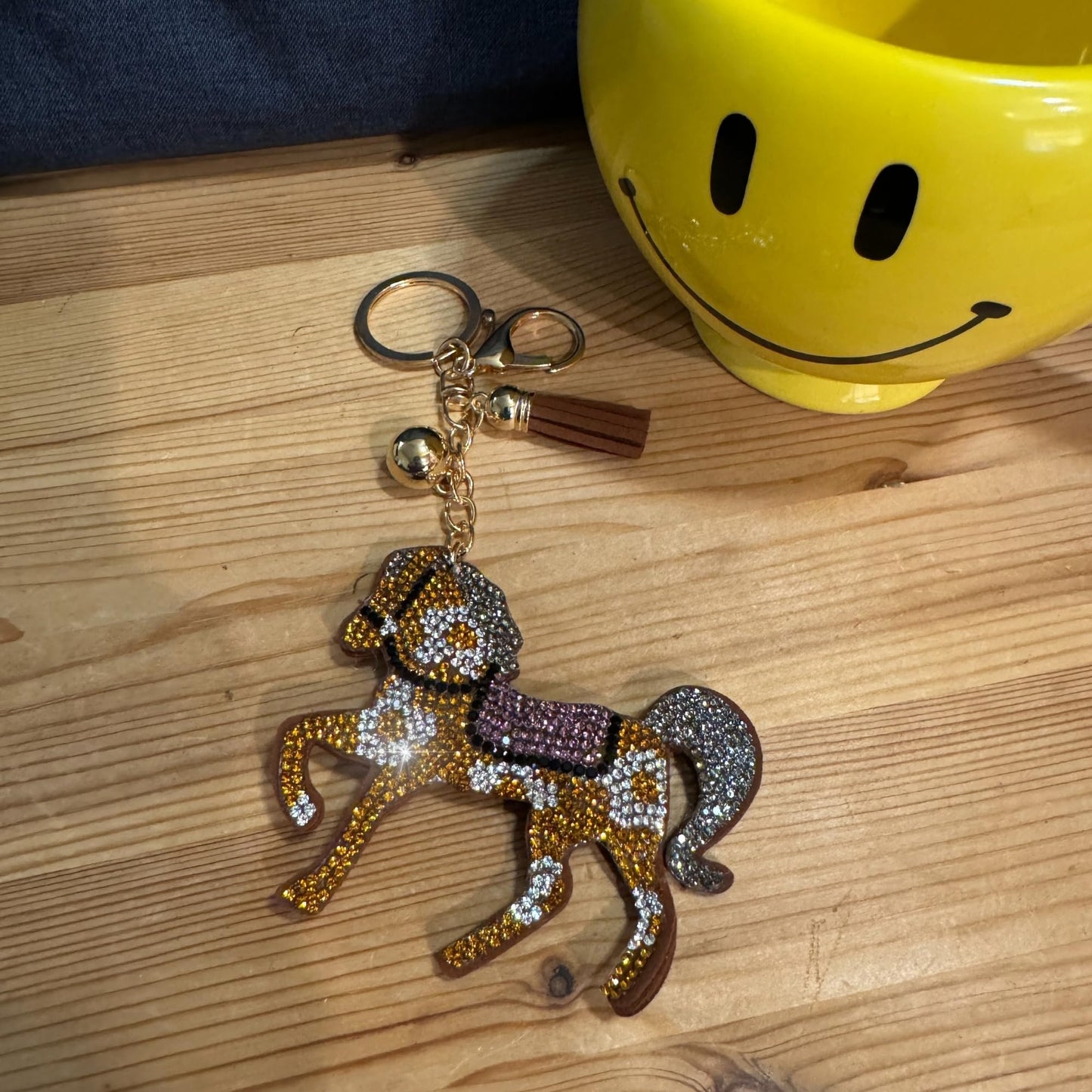 Popfizzy Horse Keychain Accessories for Women and Girls, Rhinestone Backpack Key Chain, Bling Purse Charms, Horse Lover Gifts