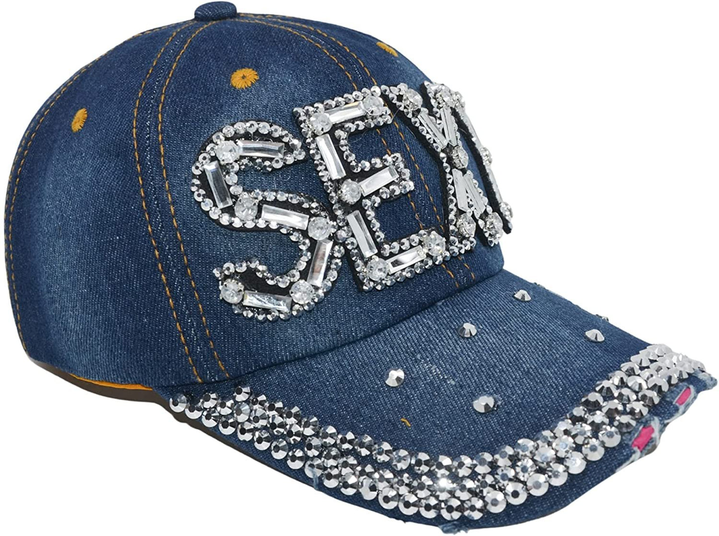 Sexy Baseball Hat for Women Rhinestone Hat, Bedazzled Bling Baseball Caps, Distressed Hat, Fancy Denim Bejeweled Hats
