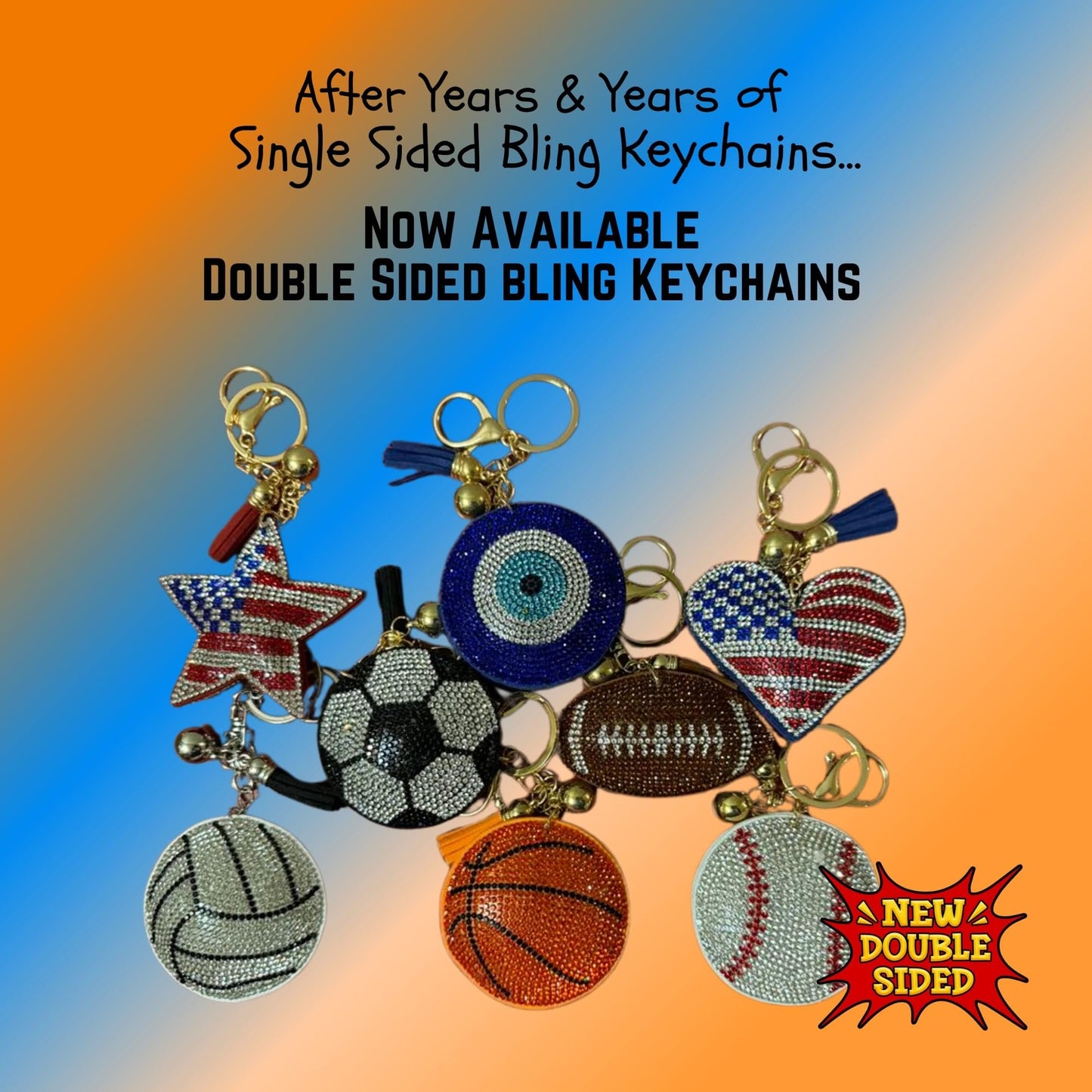 Popfizzy Bling Basketball Keychain for Women and Girls, Purse Charm, Bag Charm, Girls Basketball Gifts, Double Sided