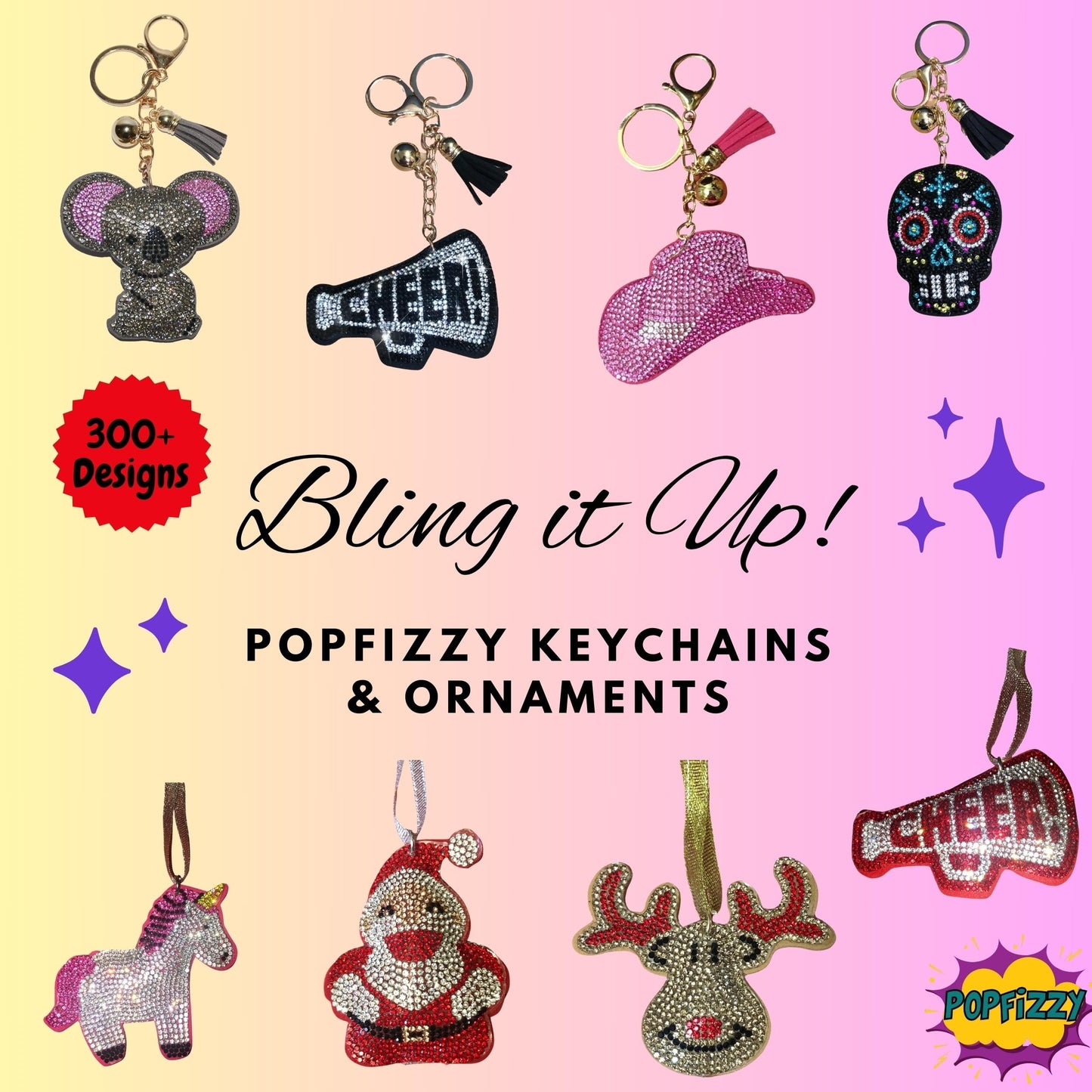 Popfizzy Bling Basketball Keychain for Women and Girls, Purse Charm, Bag Charm, Girls Basketball Gifts, Double Sided