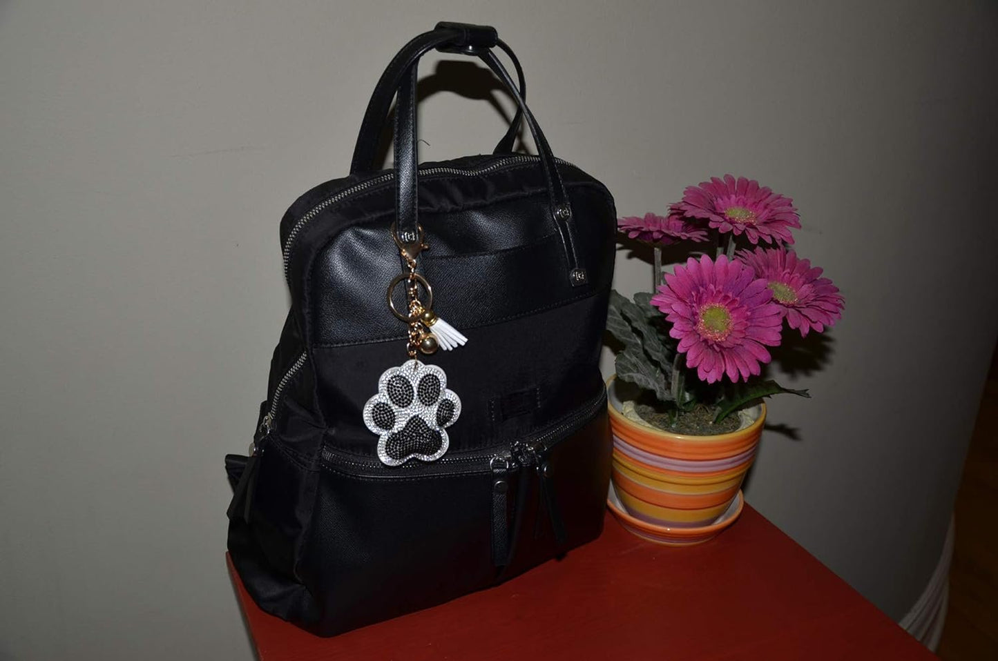 Popfizzy Paw Print Keychain, Bling Purse Charm, Backpack Keychain Key Fob Key Chain Keyring