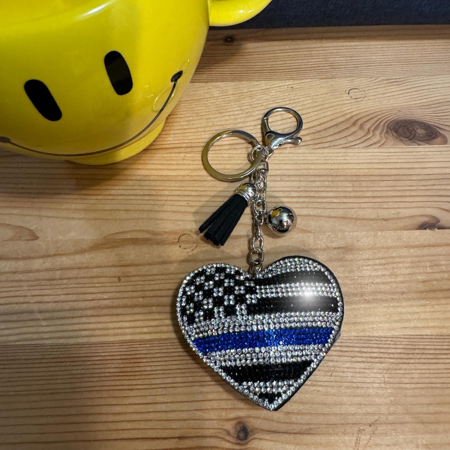 Popfizzy Police Keychain for Women and Girls, Thin Blue Line Backpack Key Chain, Purse Charm, Gifts for Police Officers Women