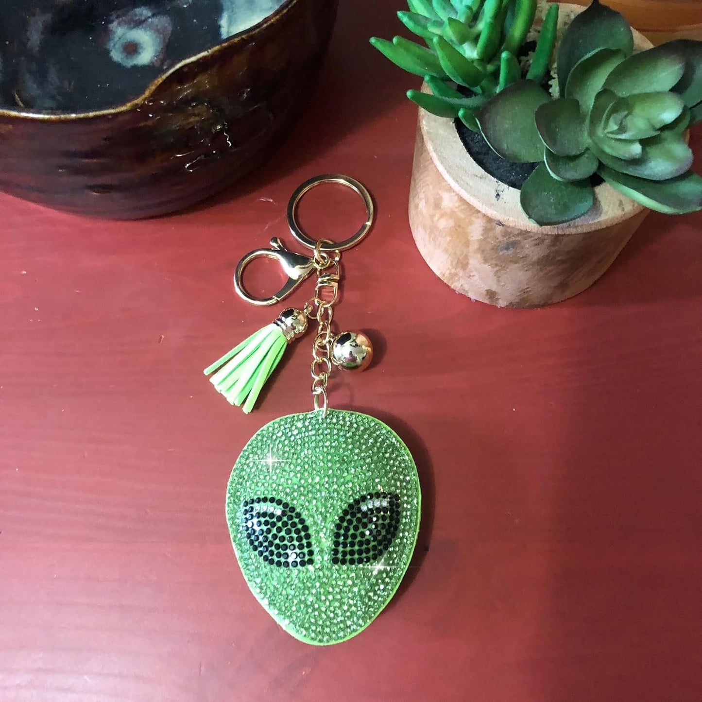 Popfizzy Bling Alien Keychain Accessories for Women, Rhinestone Keychain, Car Keys Keychain Charms
