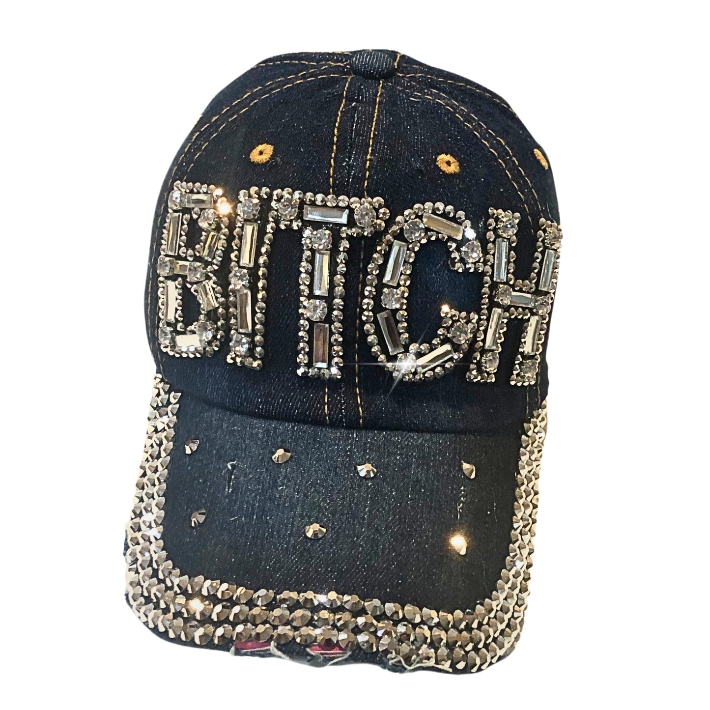 Popfizzy Bitch Hat for Women, Rhinestone Funny Hats for Adult Humor, Bling Baseball Cap for Bad Bitches, Best Sarcastic Hat