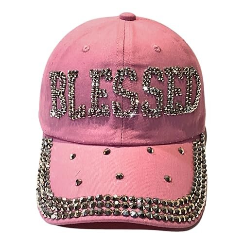 Popfizzy Bling Blessed Hats for Women, Rhinestone Christian Hats, Faith Based Christian Apparel, Blessed Mama, Blessed Items