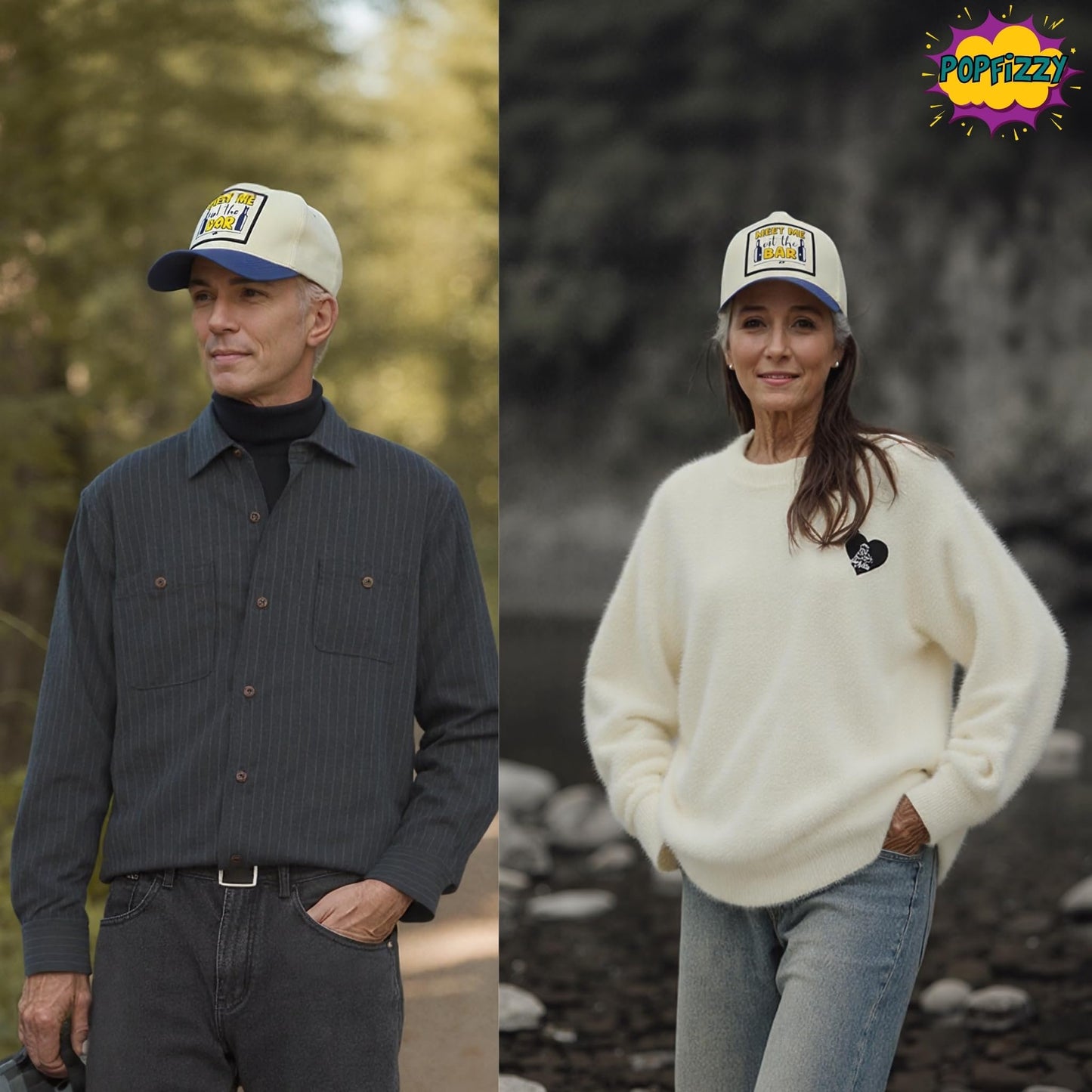 Popfizzy Meet Me at The Bar Hat for Men and Women, Alcohol Gifts for Drinkers, Funny Beer Drinking Hat with Funny Saying