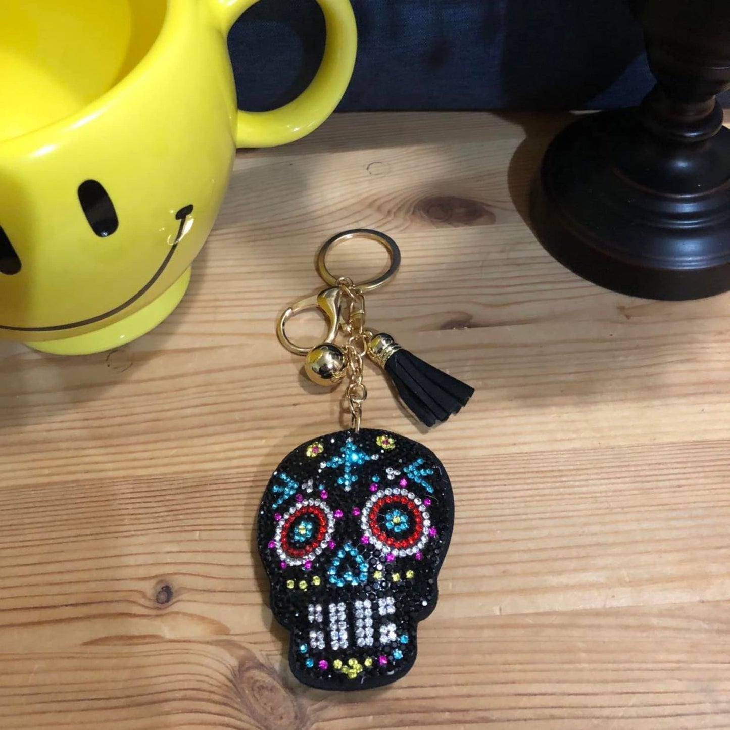 Popfizzy Bling Sugar Skull Keychain for Women and Girls, Rhinestone Purse Charms for Handbags, Sugar Skull Gifts for Women, Gifts for Her, Crystal Bag Charm