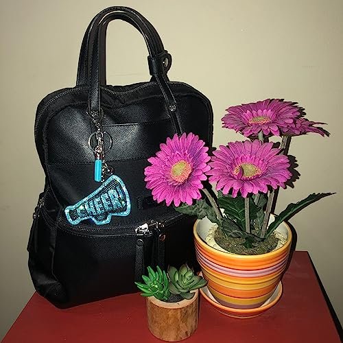 Popfizzy Black and Blue Cheer Keychain for Women and Girls, Cheerleader Bag Charm