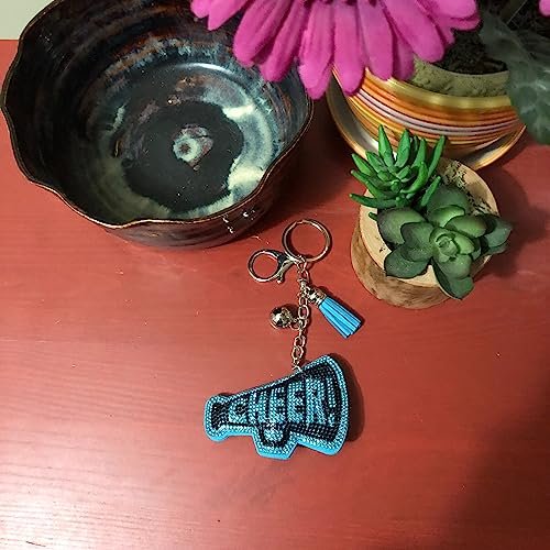 Popfizzy Black and Blue Cheer Keychain for Women and Girls, Cheerleader Bag Charm