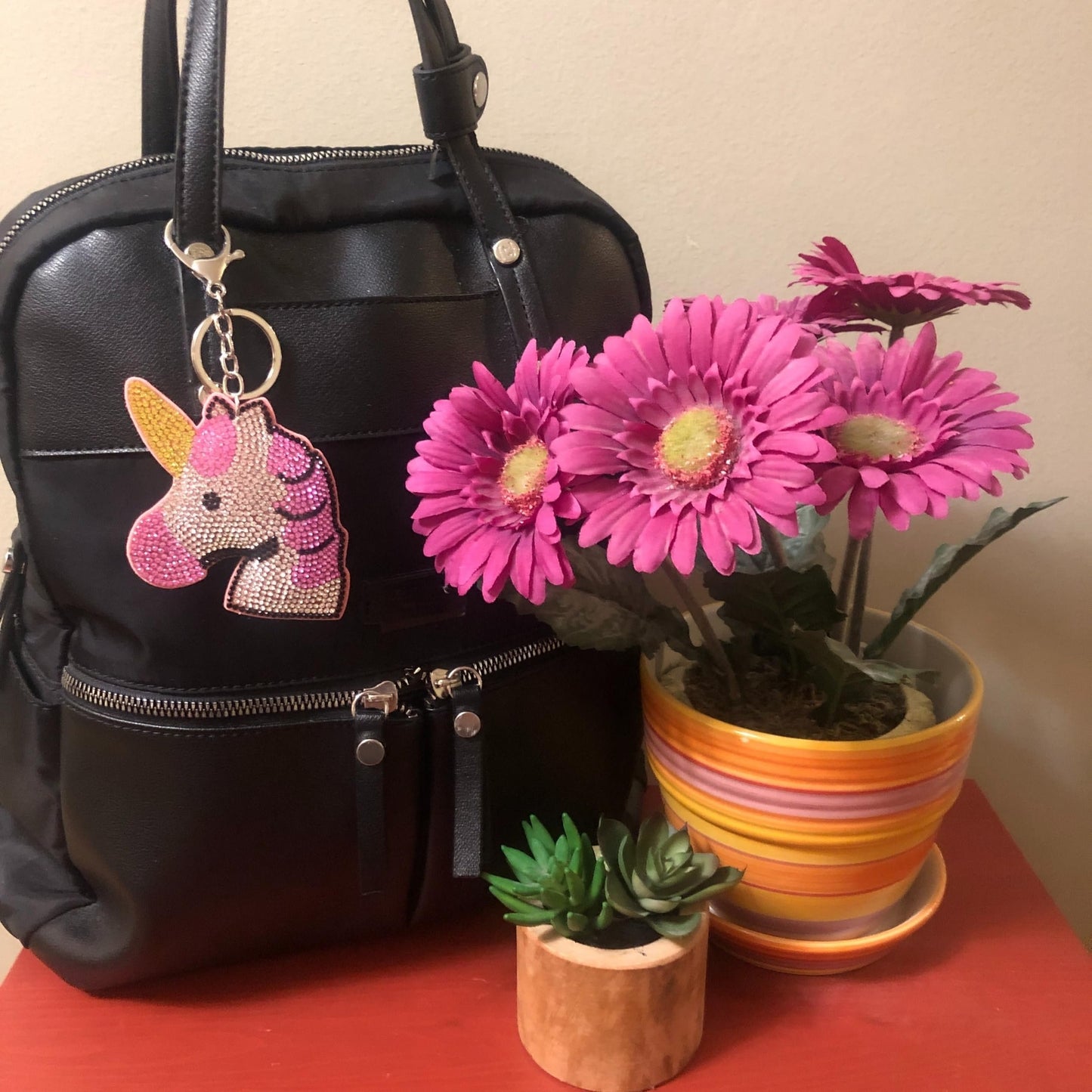 Popfizzy Bling Unicorn Keychains for Girls, Rhinestone Unicorn Backpack Keychain, Pink Unicorn Gifts For Girls and Women