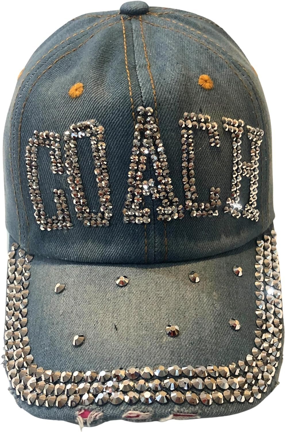 Popfizzy Bling Coach Hat with Rhinestones for Women, Best Cheer Coach Hat, Soccer Coach, Baseball Coach, Sports Coach Gifts