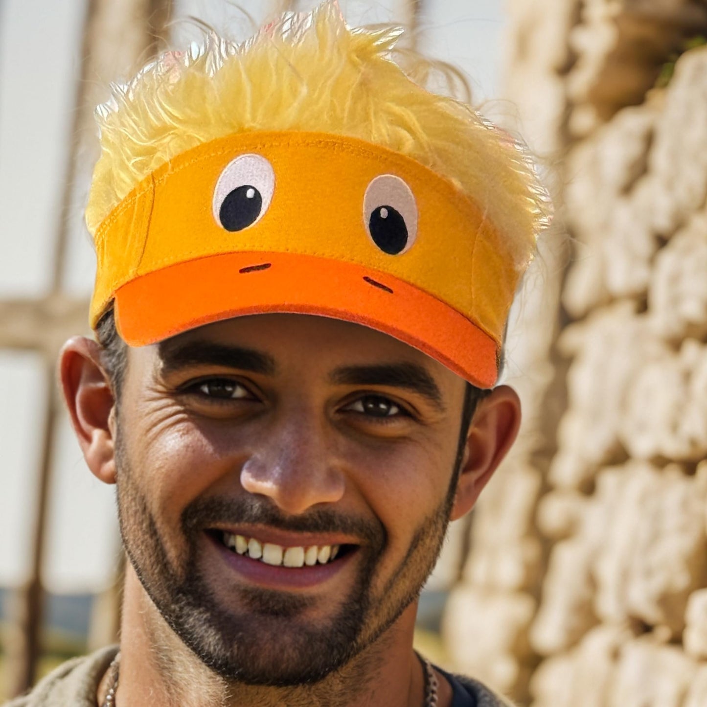 Popfizzy Duck Hat with Hair for Men and Women, Wig Hat, Fake Hair Hat, Adult Halloween Baseball Hat with Hair Attached
