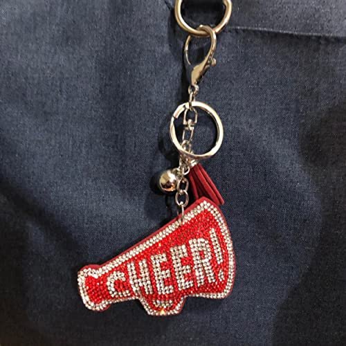 Popfizzy Cheer Keychain, Bling Cheerleading Backpack Key Chain, Rhinestone Cheerleader Purse Charms