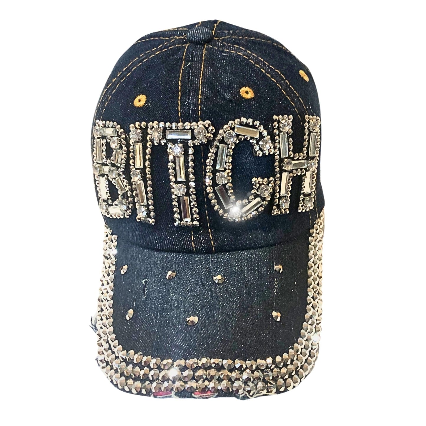 Popfizzy Bitch Hat for Women, Rhinestone Funny Hats for Adult Humor, Bling Baseball Cap for Bad Bitches, Best Sarcastic Hat