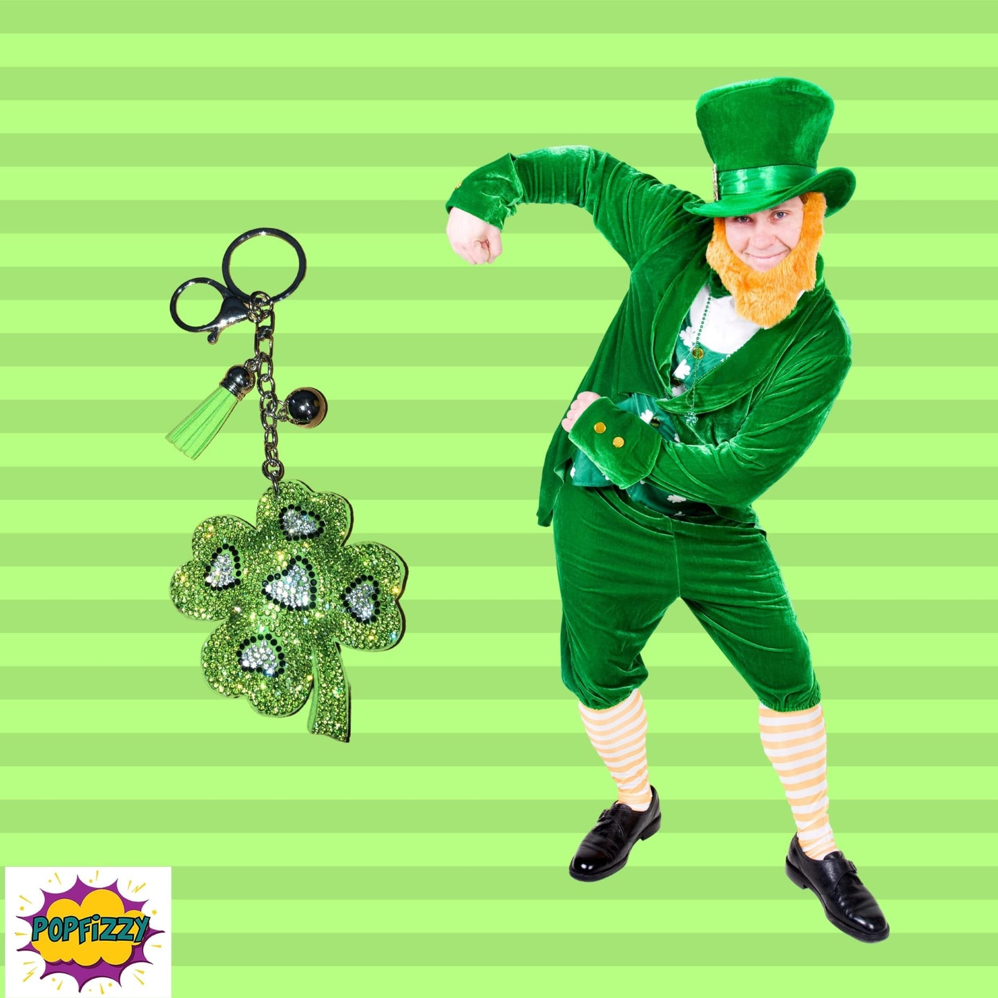 Bling Green Shamrock Keychain Accessories for Women, Cute Keychains for Women, Purse Charms for Handbags, Car Keys Keychain