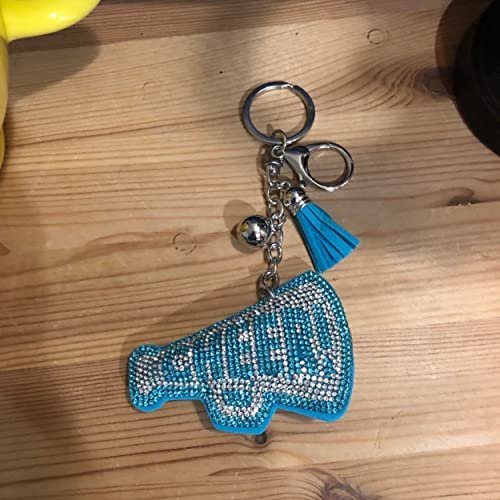 Popfizzy Silver and Blue Cheer Keychain for Women and Girls, Cheerleader Bag Charm