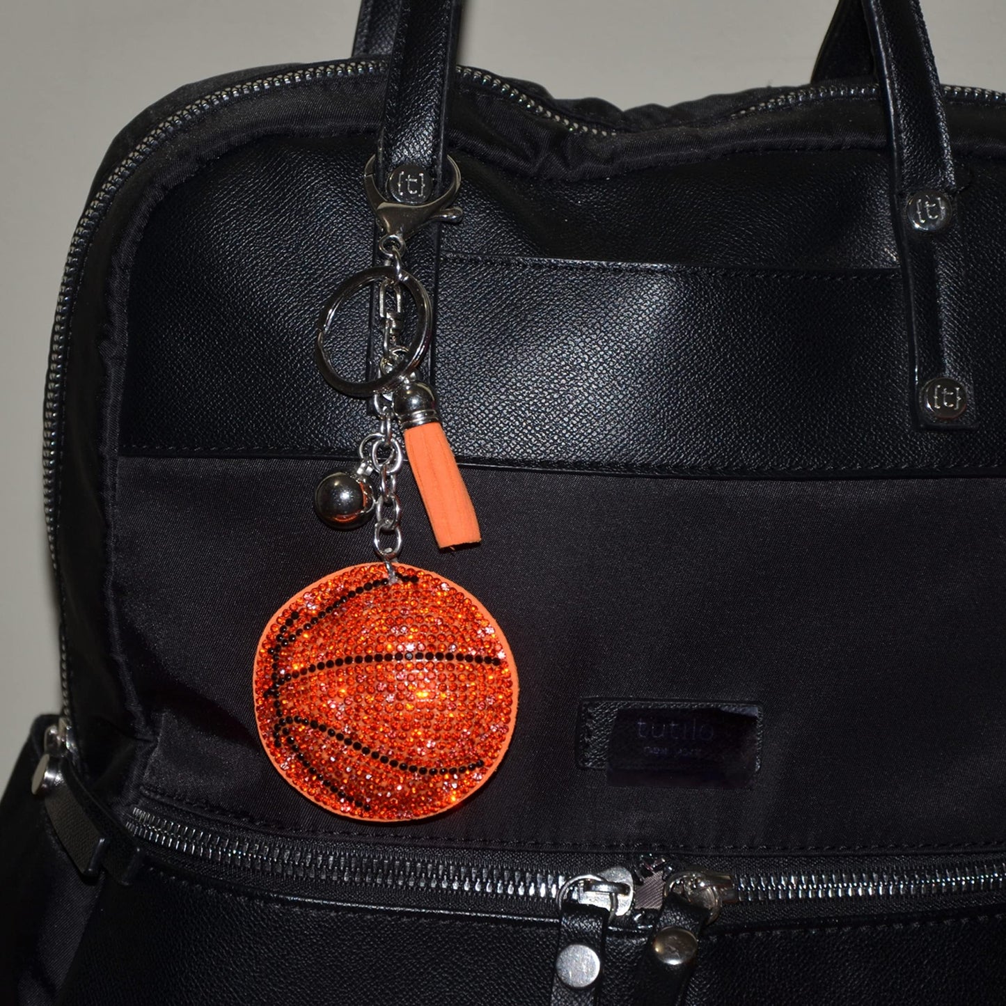 Popfizzy Bling Basketball Keychain for Women, Bag Charm, Basketball Gift for Girls