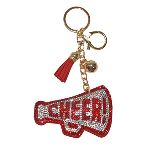 Popfizzy Red and Silver Cheer Keychain for Women and Girls, Cheerleader Bag Charm