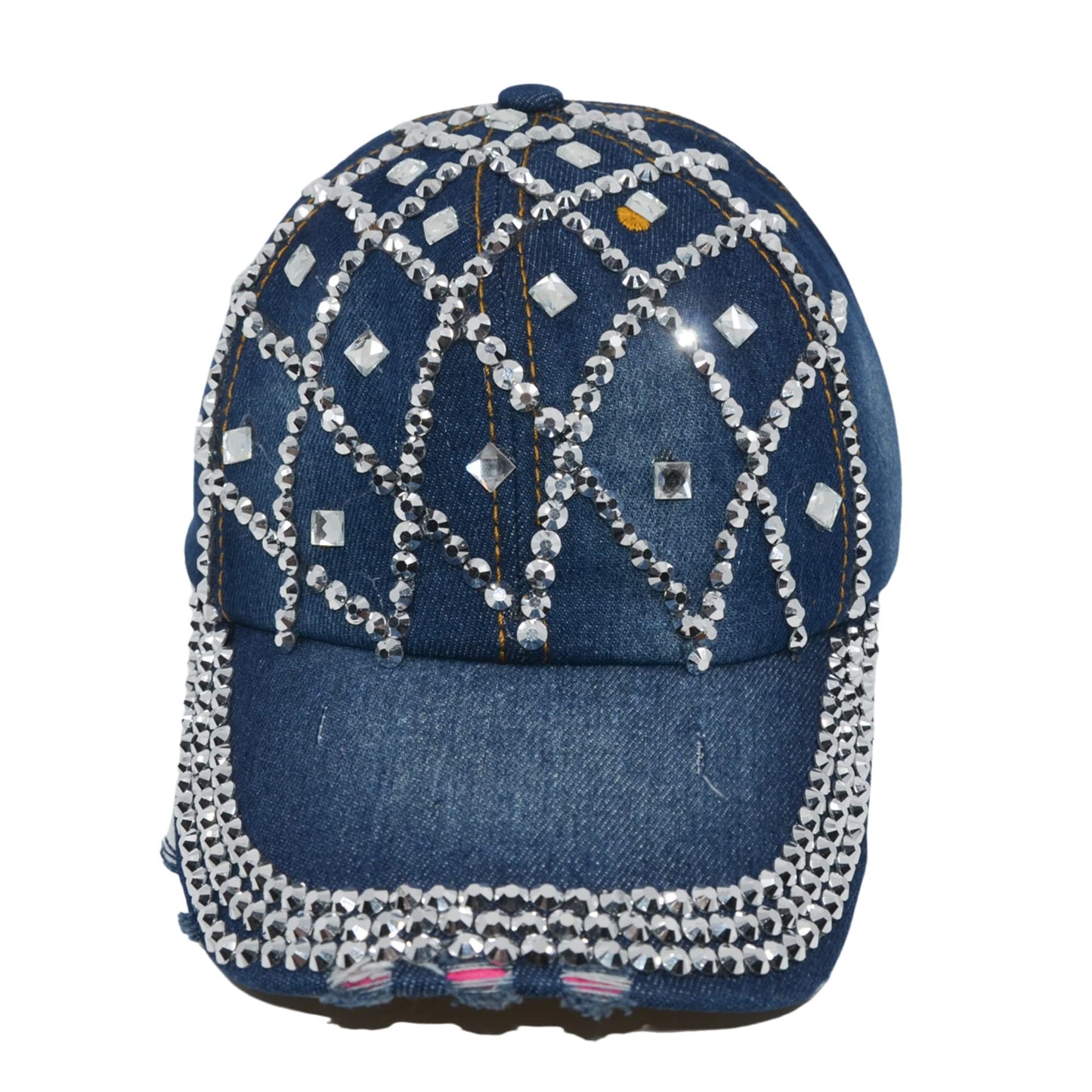 Popfizzy Rhinestone Baseball Cap for Women and Girls, Cute Bedazzled Hats, Shiny Bling Denim and Diamond Hat, Sparkly Gifts