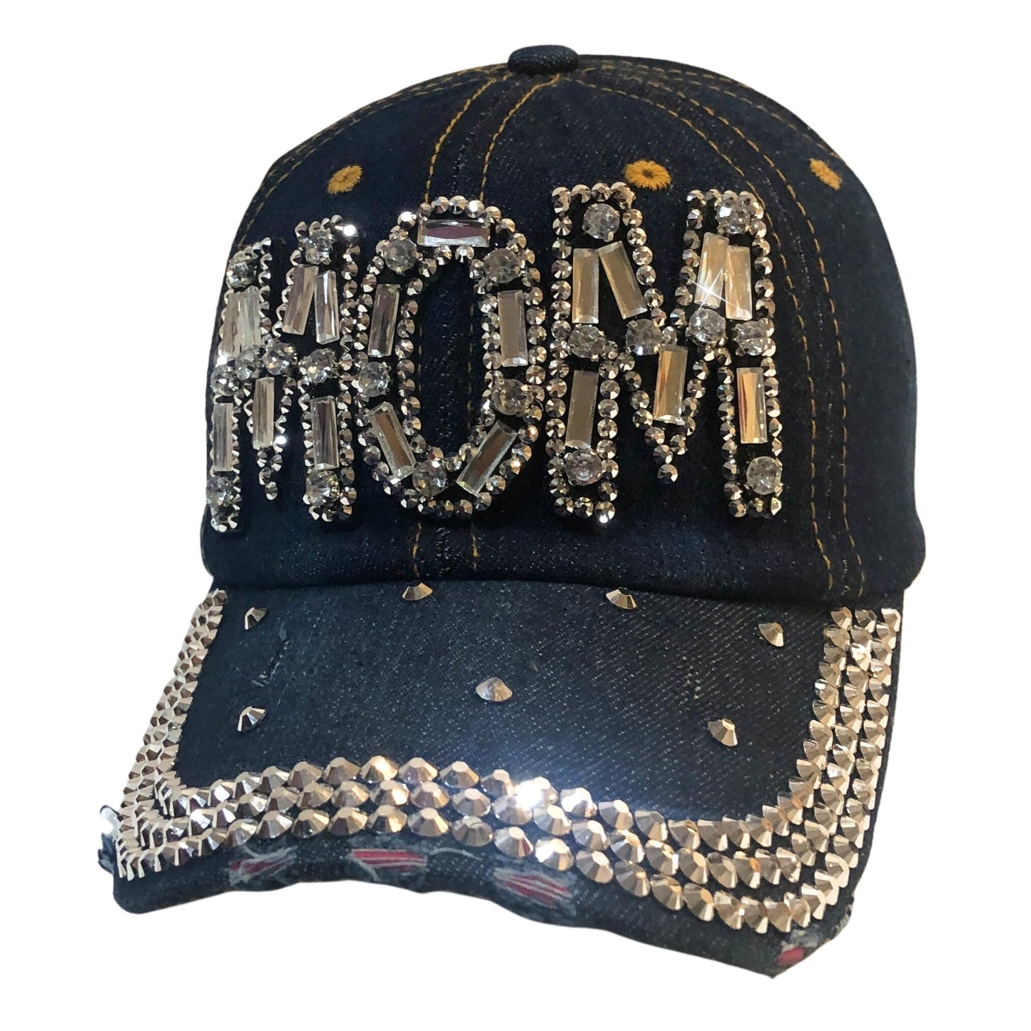Popfizzy Rhinestone Mom Hat, Bling Baseball Cap for Mom, Cool Mom Gifts, Best Mama Hat, Sparkle Mom Accessories, Mom Cap