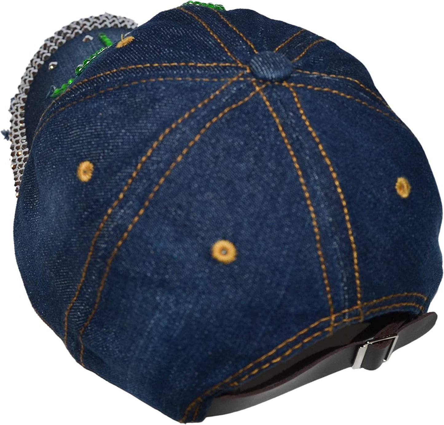 Popfizzy Rhinestone Weed Hat, Women’s Bling Pot Leaf Hats, Marijuana Denim Baseball Caps, Cannabis Cap (Weed Leaf, Denim)