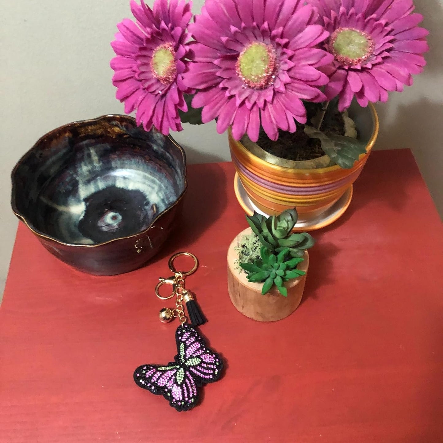 Popfizzy Bling Butterfly Keychain, Purse Charm, Backpack Charm, Crystal Bag Charms, Rhinestone Key Fob