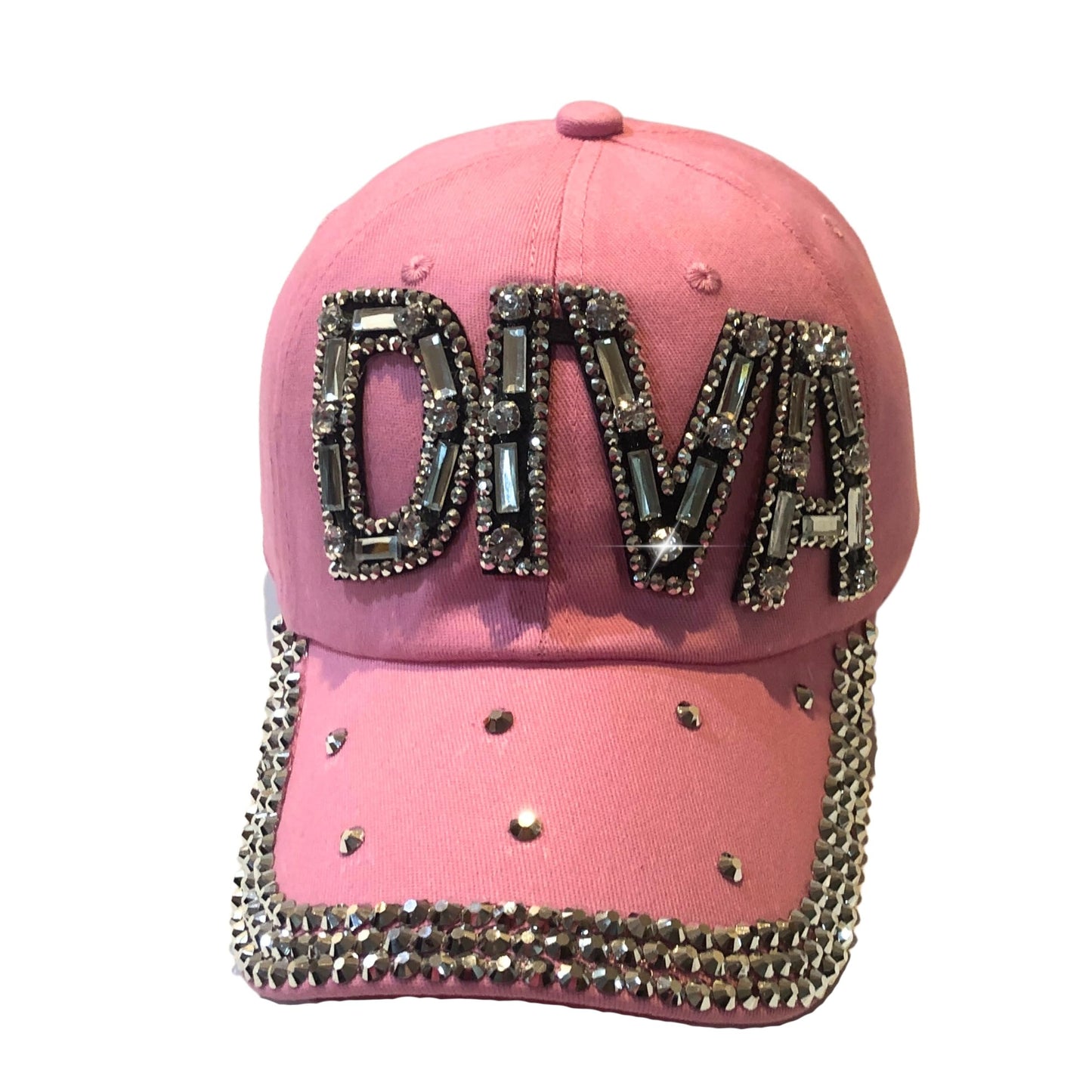 Rhinestone Diva Hat for Women, Bedazzled Diva Gifts, Pink Bling Baseball Hat, Adult