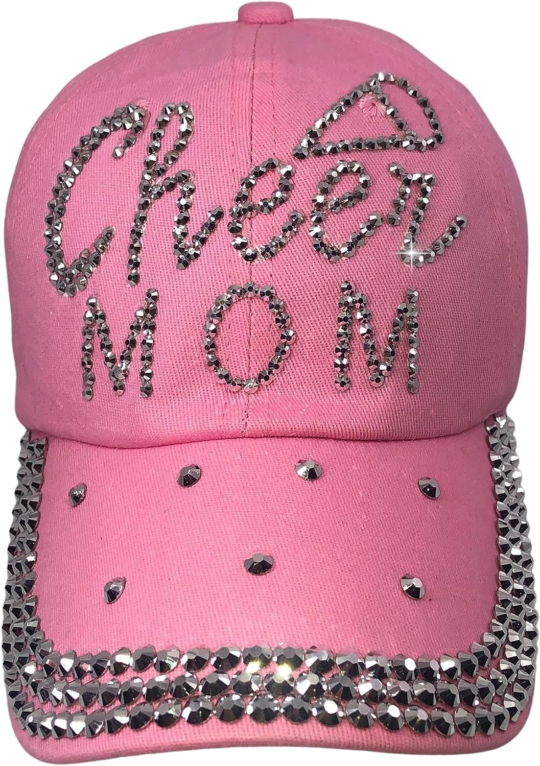 Popfizzy Cheer Mom Hat for Women, Rhinestone Cheer Mom Gifts, Bling Cheer Accessories, Cheer Clothes, Cool Cheer Gifts