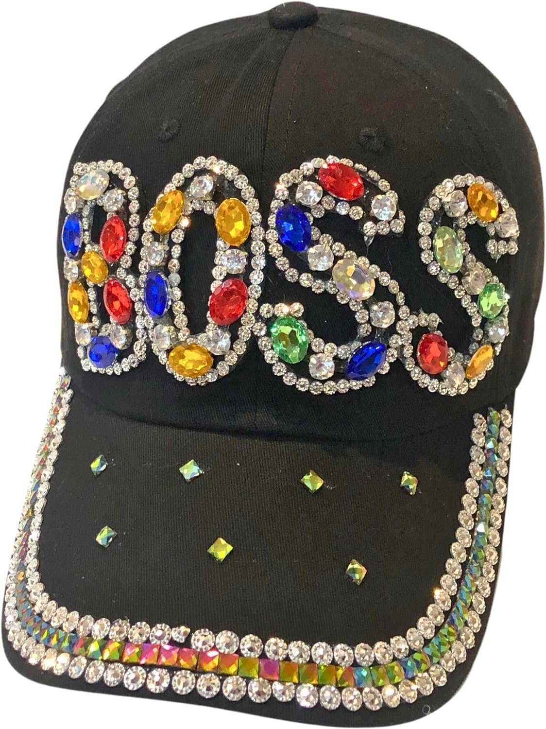 Popfizzy Bling Boss Baseball Cap for Women, Best Boss Gifts for Women, Multicolor Rhinestone Boss Hat, Gifts for Boss Women