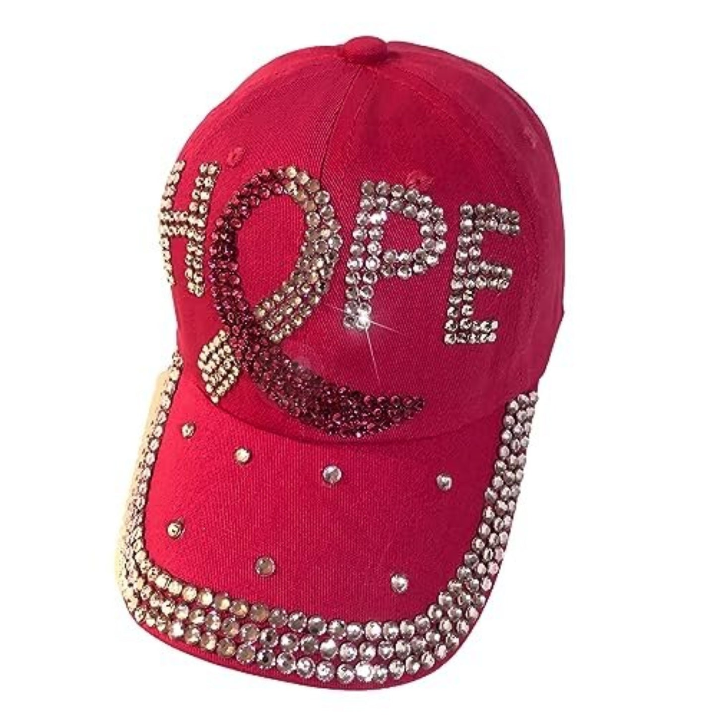Popfizzy Bling Breast Cancer Baseball Cap for Women, Adult Breast Cancer Cap, Unique Cancer Gifts for Women, Fuchsia