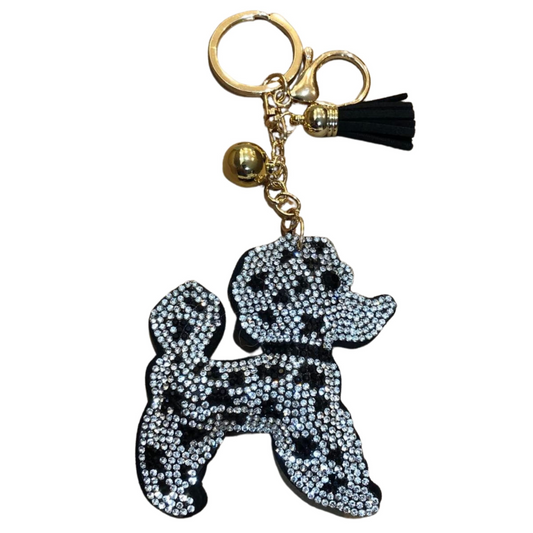 Popfizzy Bling Poodle Keychains for Dog Lovers, Rhinestone Purse Charms, Crystal Bag Charm, Poodle Gift