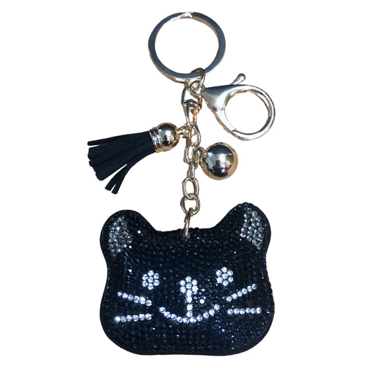 Popfizzy Bling Black Cat Keychain for Women, Cat Key Chains for Car Keys, Cat Keychain Accessories, Cat Gifts for Cat Lovers
