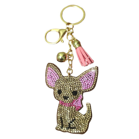 Popfizzy Bling Chihuahua Keychain for Women, Purse Bag Charm