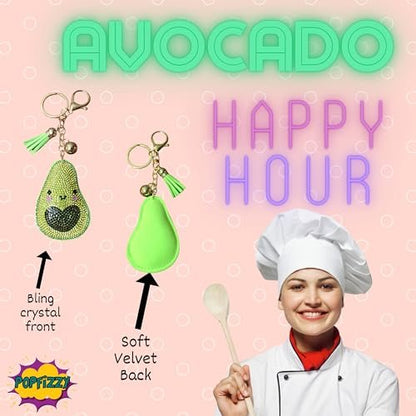 Popfizzy Rhinestone Avocado Keychain for Women, Bling Avocado Backpack Charm, Avocado Gift for Women, Guacamole Purse Charm