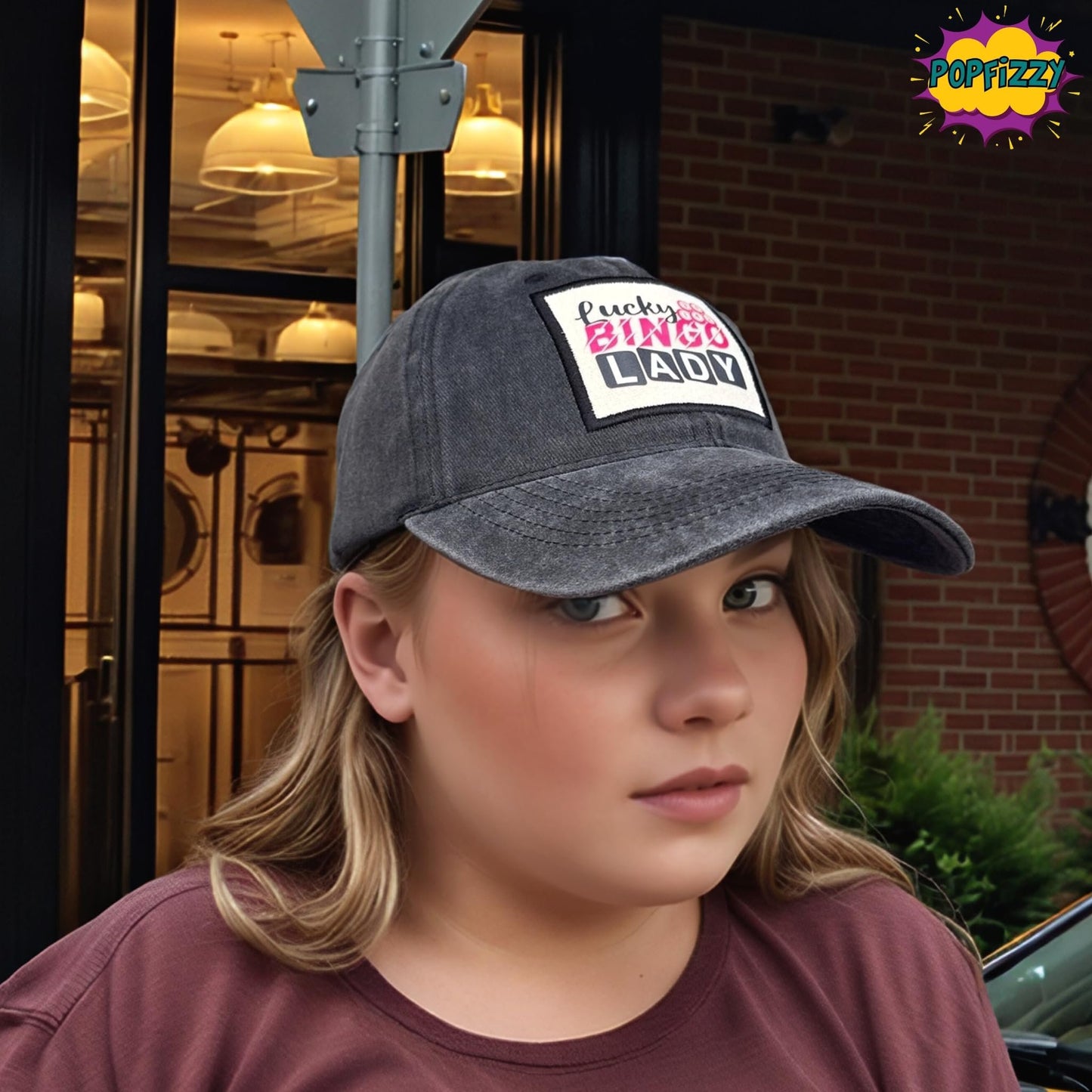 Popfizzy Lucky Bingo Lady Hats for Women, Fun Bingo Caller Gifts for Women, Ladies Gambling Baseball Caps with Funny Sayings