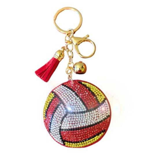 Popfizzy Volleyball Keychain for Girls and Women, Bling Rhinestone Volleyball Gifts for Volleyball Fans, Backpack Keychains