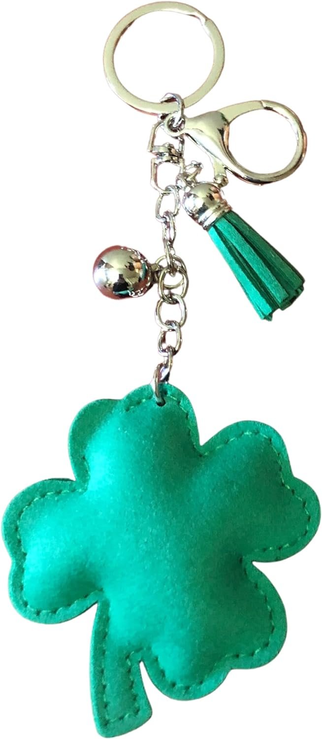 Popfizzy Green Shamrock Keychain for Women, Irish Gifts, Lucky Clover Keychain, Bling Backpack Keychain, Shamrock Purse Charm