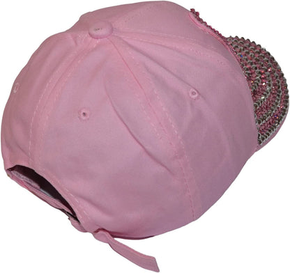 Popfizzy Womens Bling Cap, Rhinestone Baseball Cap, Bejeweled Distressed Denim Hat, Bling Gifts for Women