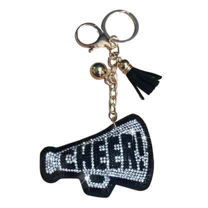 Popfizzy Black and Silver Cheer Keychain for Women and Girls, Cheerleader Bag Charm