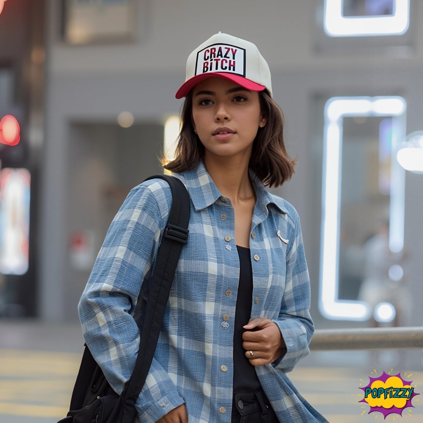 Popfizzy Crazy Bitch Funny Hats for Women, Hats with Funny Sayings, Jersey Shore Baseball Cap, Sarcastic Gifts for Her