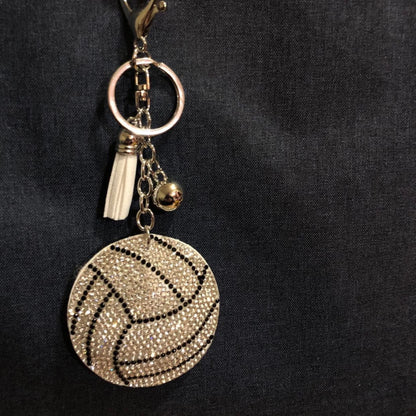 Popfizzy Volleyball Keychains for Teen Girls and Women, Rhinestone Volleyball Backpack Charm, Volleyball Gifts, Bling Volleyball Accessories